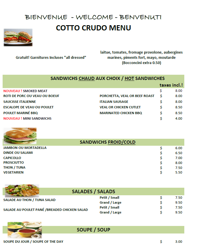 Boucherie - Sandwicherie Cotto Crudo | meal takeaway | 9297 Boulevard Saint-Michel, Montréal, QC H1Z 3G7, Canada | 5143236262 OR +1 514-323-6262