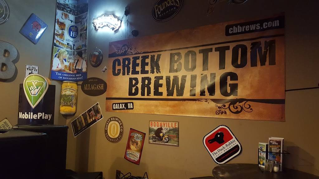 Creek Bottom Brewing Company Tasting Room & Pub | restaurant | 307 N Meadow St, Galax, VA 24333, USA | 2762362337 OR +1 276-236-2337