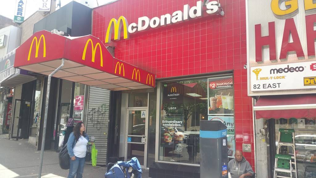 McDonalds | cafe | 86 E 167th St, Bronx, NY 10452, USA | 7189928642 OR +1 718-992-8642
