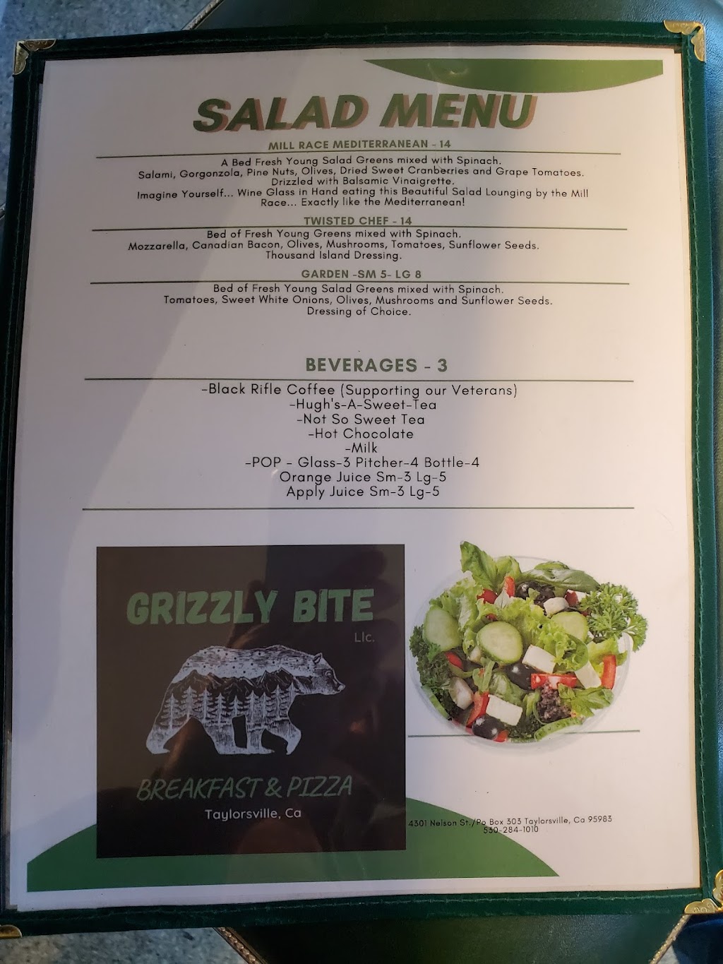 Grizzly Bite Cafe | cafe | 4301 Nelson St, Taylorsville, CA 95983, USA | 5302841010 OR +1 530-284-1010